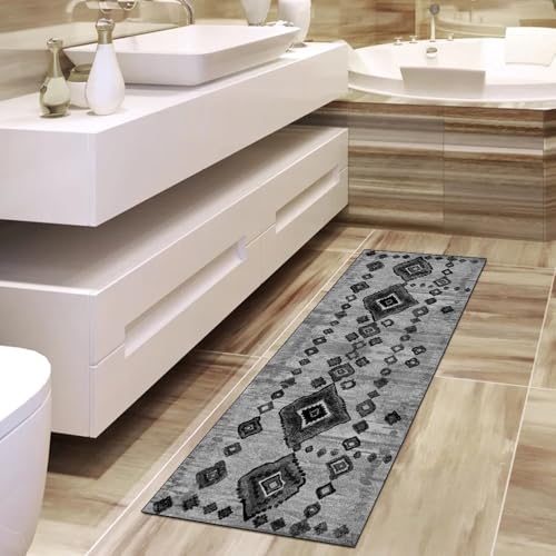 Alfombra de pasillo contra suelos resbaladizos negra y lavable 4