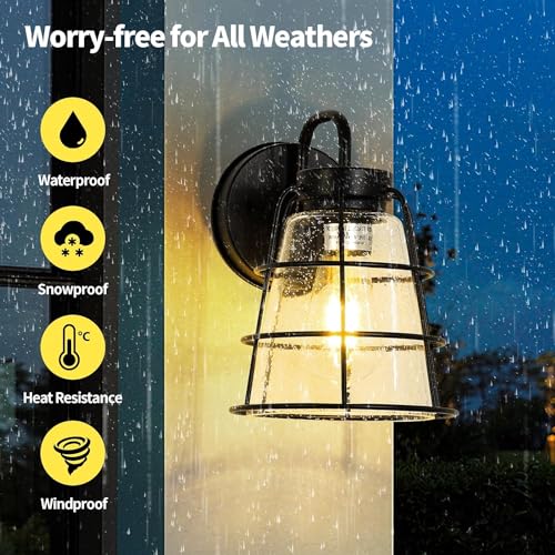 Exterior Wall Light Fixture for Porch Garage Doorway Entryway Courtyard Corridor Hallway, Waterproof Outdoor Wall Lamp Sconce with Opened Bottom, Outside House Wall Mount Lighting