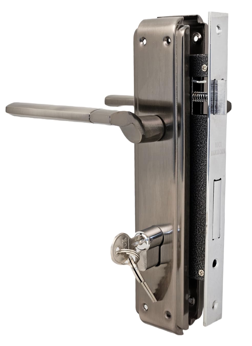 Robustline Aluminium Lever Door Handle with lockbody | Premium Quality | Grey - BY0297