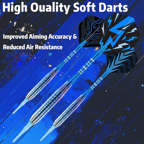 Livoanah Soft Tip Darts Set - Darts Plastic Tip Sets, 3Pack Professional Plastic Tips Dart with Extra 12 Soft Tips and 6 Replace Dart Leaf for Beginners & Pro Players (Blue) by Livoanah - Image 3