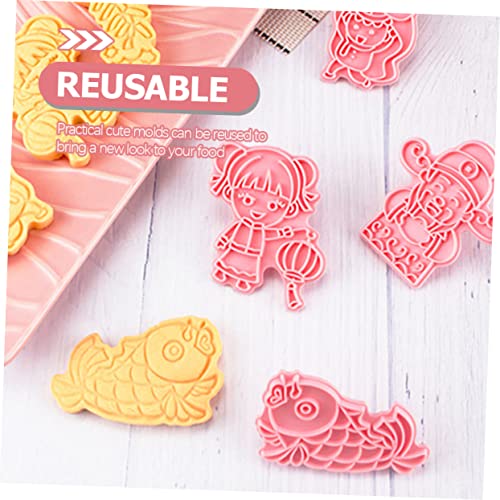 Homoyoyo 6Pcs Biscuit Mold Chocolate Biscuit Cookie Molds Chocolate Molds Cookie Stamps Homemade Cookies New Yearbaking Stamps Creative Cookie Mold Die Pink Plastic Household 3D Fudge Molds #TOP7