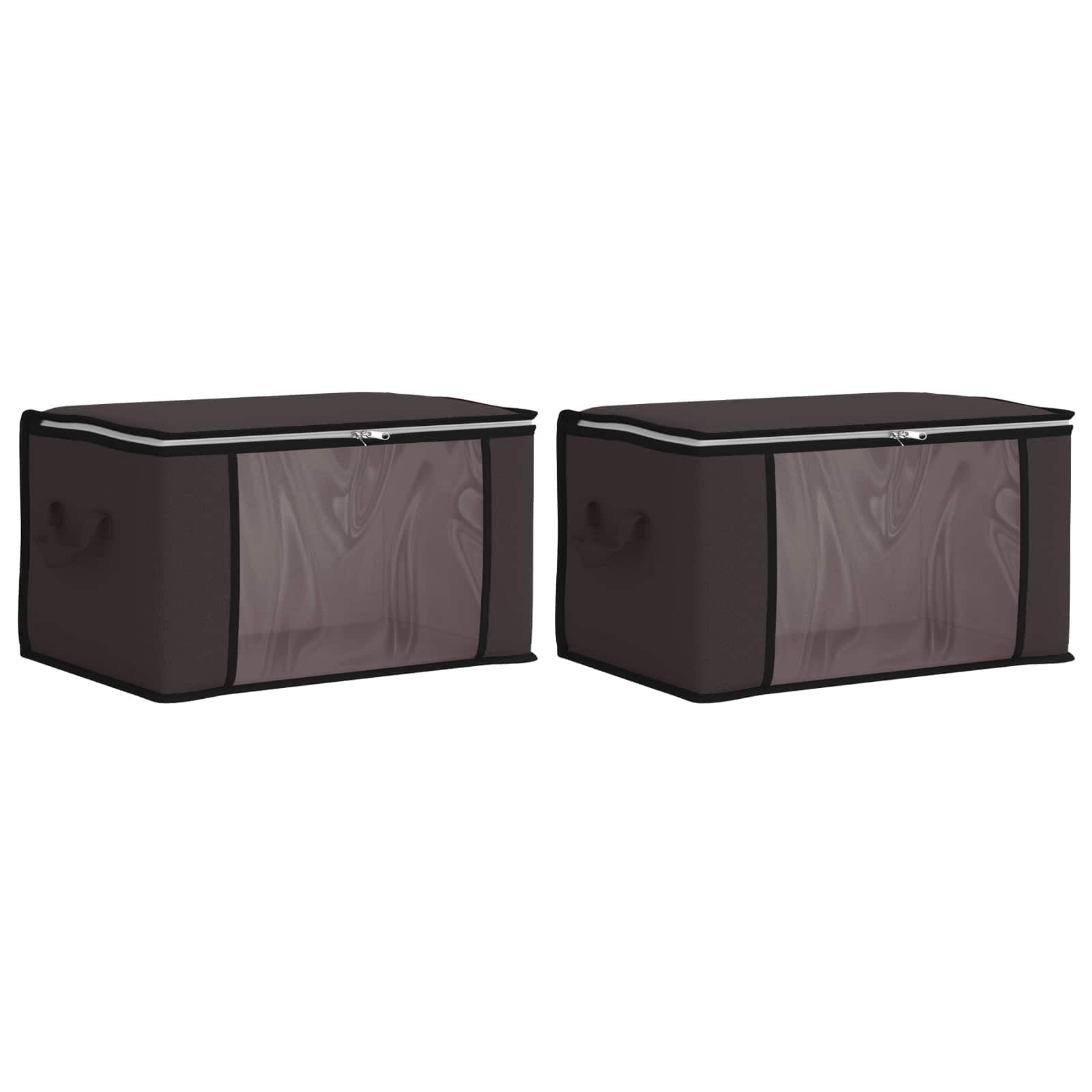 Boîte de rangement tissu respirant x2 avec fenêtre transparente et zip pour sous le lit