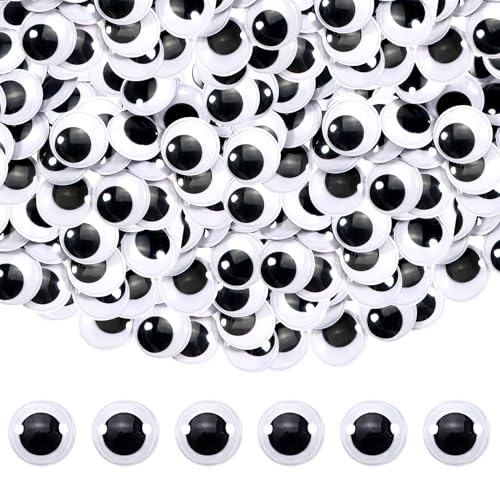 Image of TOAOB 150pcs 20mm Plastic Wiggle Googly Eyes Self Adhesive Black Round Sticker Eyes DIY Arts Crafts Scrapbooking Accessories
