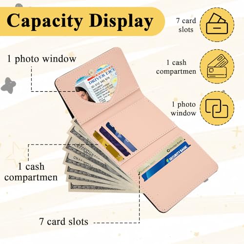 Bow Wallet, A Small Three-Fold Cute Wallets for Women, Made of Leather, Fashionable And Simple, Can Hold Loose Change, Bank Cards, Cash3