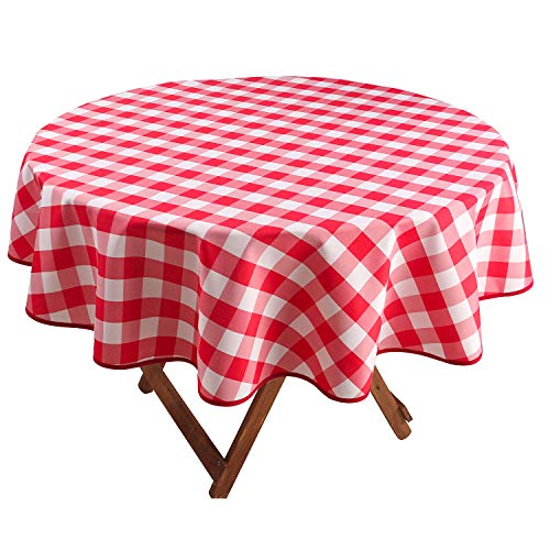 Hiasan Checkered Round Tablecloth 90 Inch - Waterproof Stain and Wrinkle Resistant Washable
