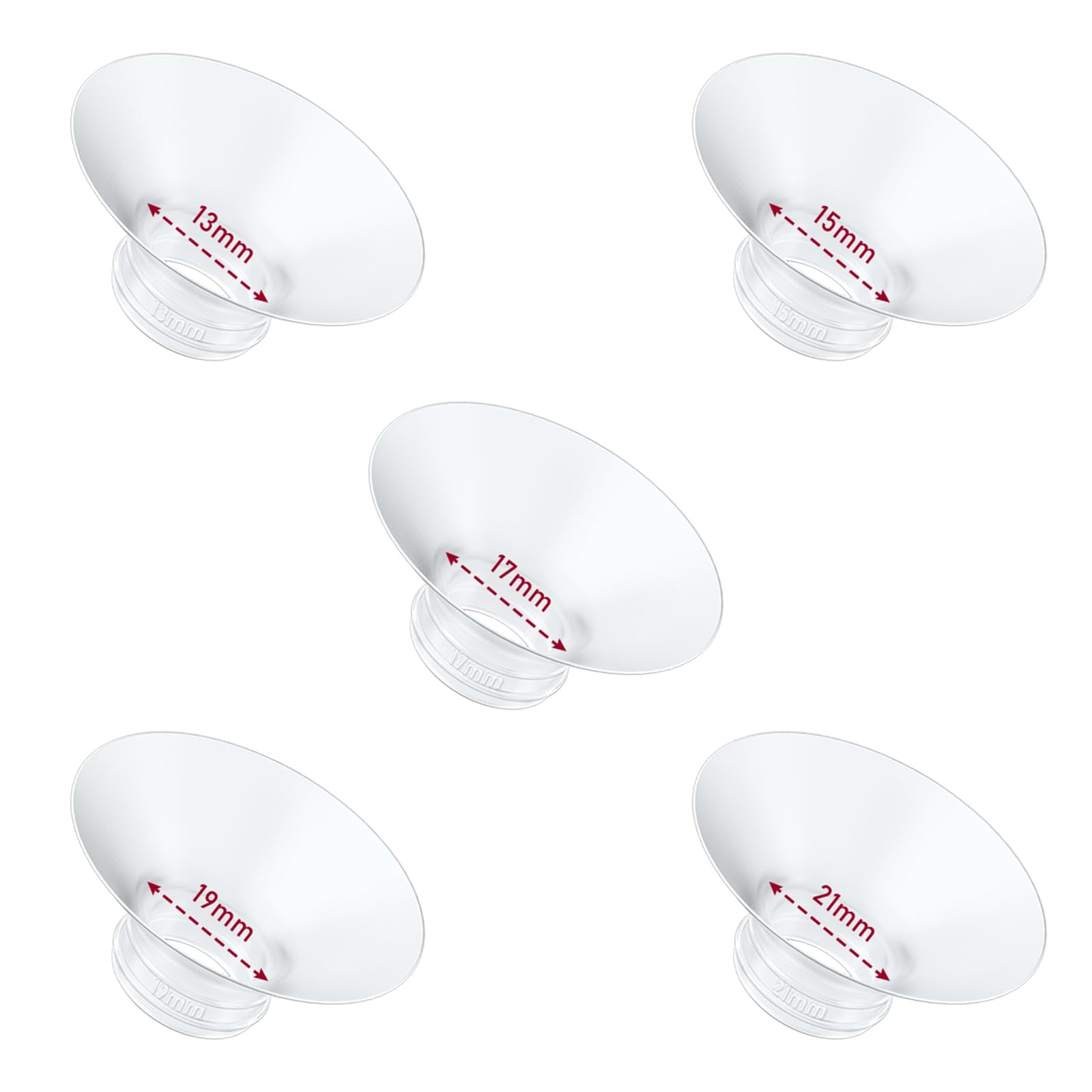 5pcs Flange Insert 13/15/17/19/21mm *1 Compatible with Momcozy M9/M6/M5/S12 Pro/S9 Pro/V1 Pro/V2 Pro Wearable Breast Pump, Replace for Momcozy Pump Flange Insert, BPA Free, OEM, Not Original Parts