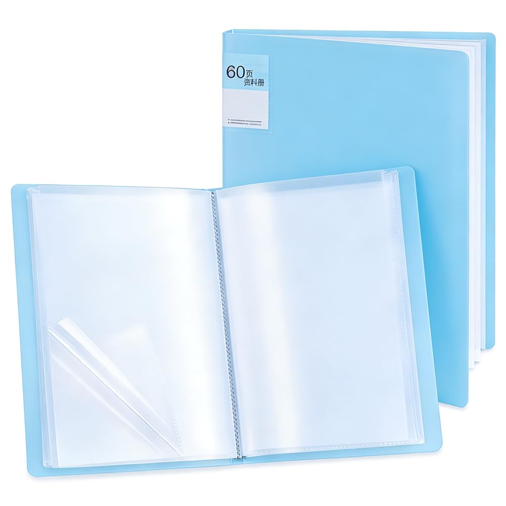 SUPERFINDINGS A3 Großes Portfolio Ordner Mit 30 Taschen Blau Kunstmappe Mit Klaren Blatthüllen Präsentation Von 60 Seiten Dokumenten Fotos Kunstwerken Projekten