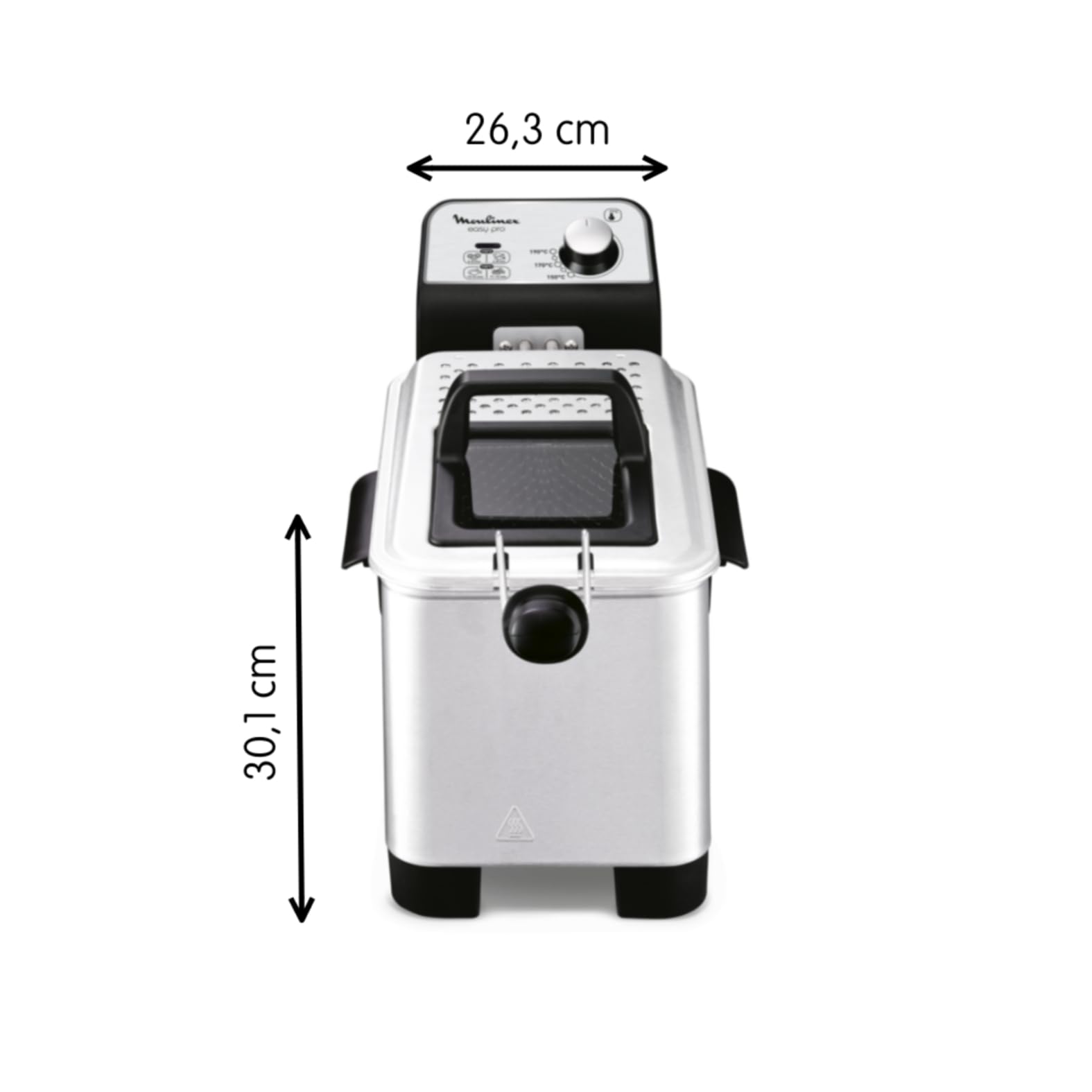 Moulinex Easy Pro AM338070 - Freidora 2300 W de 3 litros con cuba extraíble de acero inoxidable apta para lavavajillas, con 2 niveles de cocción, termostato regulable y ventana transparente