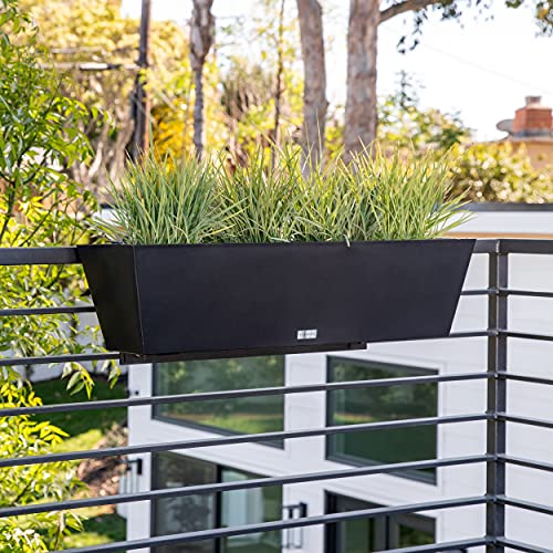 Image of Veradek Pure Series Railing Planter - Tapered Window Box with Bracket