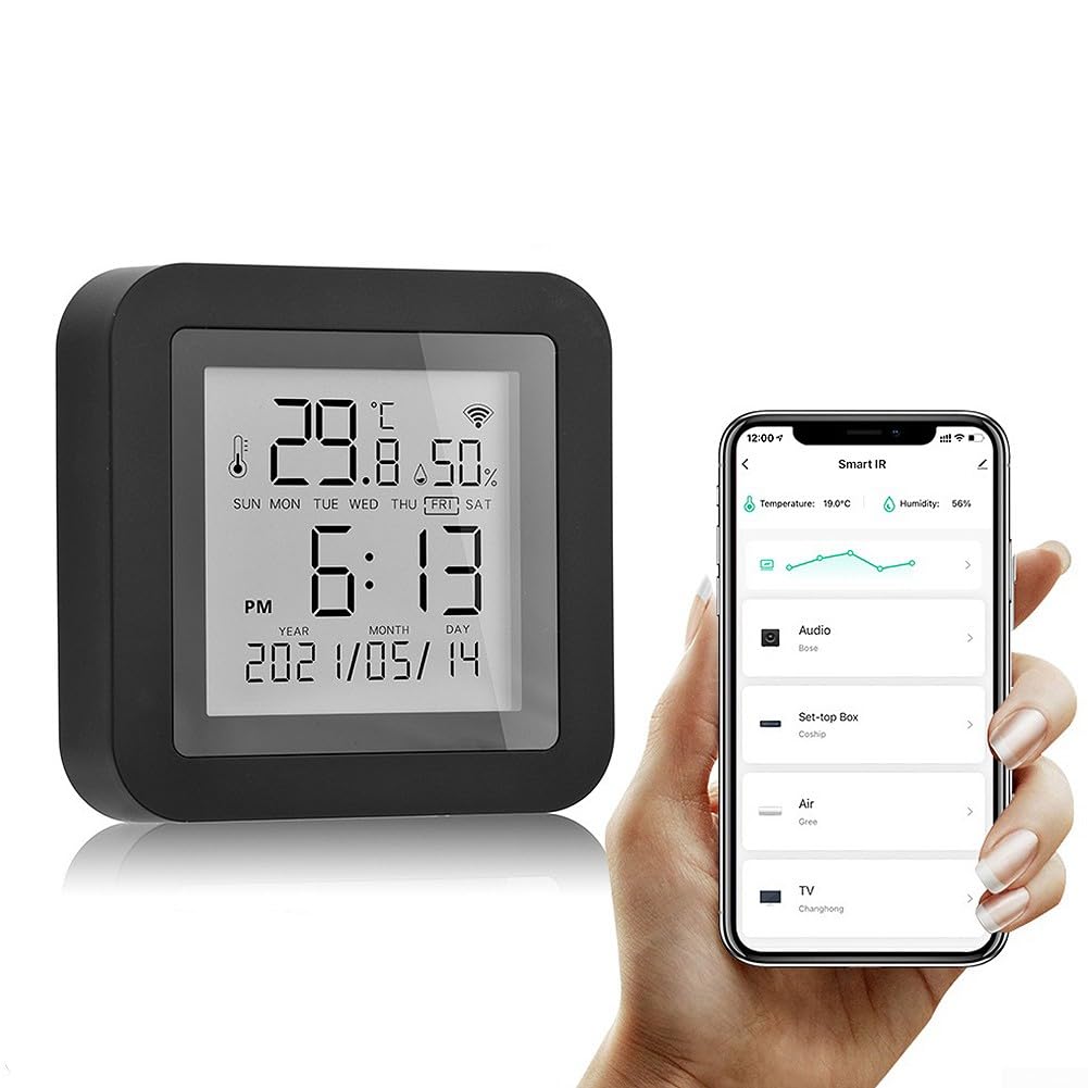 CASOTA Monitor de Temperatura y Humedad, termómetro Inteligente WiFi, higrómetro, Sensor de Temperatura y Humedad por Infrarrojos WiFi, medidor con Control de aplicación for Garaje Interior