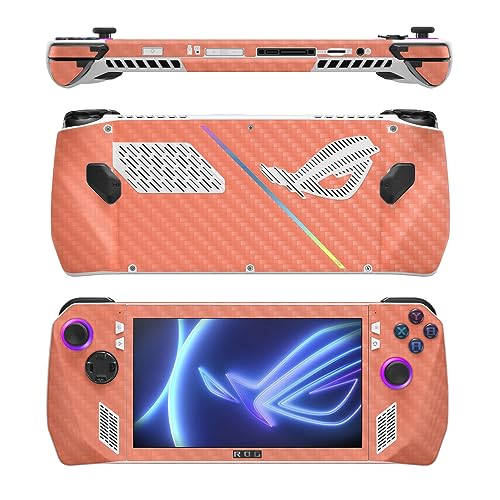 Image of MightySkins Carbon Fiber Skin Compatible with Asus ROG Ally - Solid Salmon | Protective, Durable Textured Carbon Fiber Finish | Easy to Apply