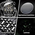 OLEVS Men's Luxury Watch Waterproof Luminous Easy Read Chronograph Watches Full Gold/White Dail/Black Face with Calendar Wristwatch - Image 5