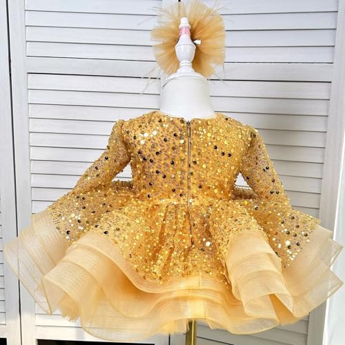 Baby Girl Pageant Dress Shiny Sequins Toddler Flower Girl Dress for Wedding Birthday Party Gown Dresses3