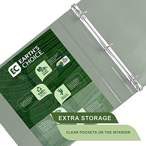 Image of Samsill Plant Based Durable D-Ring Binders - 0.5 Inch 3 Ring Binder with 125 Sheet Capacity, Eco Friendly School and Office Supplies (Single, Sage)