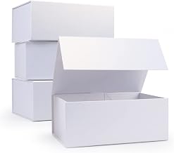 Giftgarden 4 Pack 9.5”x7”x4” White Gift Box with Magnetic Lid, Luxury Magnetic Gift Box for Presents, Mothers Day, Birthday, Wedding, Bridesmaid Groomsman Proposal Box