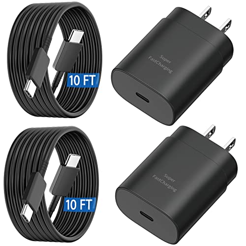 S24 S23 S22 Ultra Charger Samsung 25W Android Charger Fast Charging Super Fast Charger Type C Block&10Ft Long USB C Phone Charger Cable Cord for Samsung Galaxy S24 Ultra/S24Plus/S24/S23Ultra/S23/S22