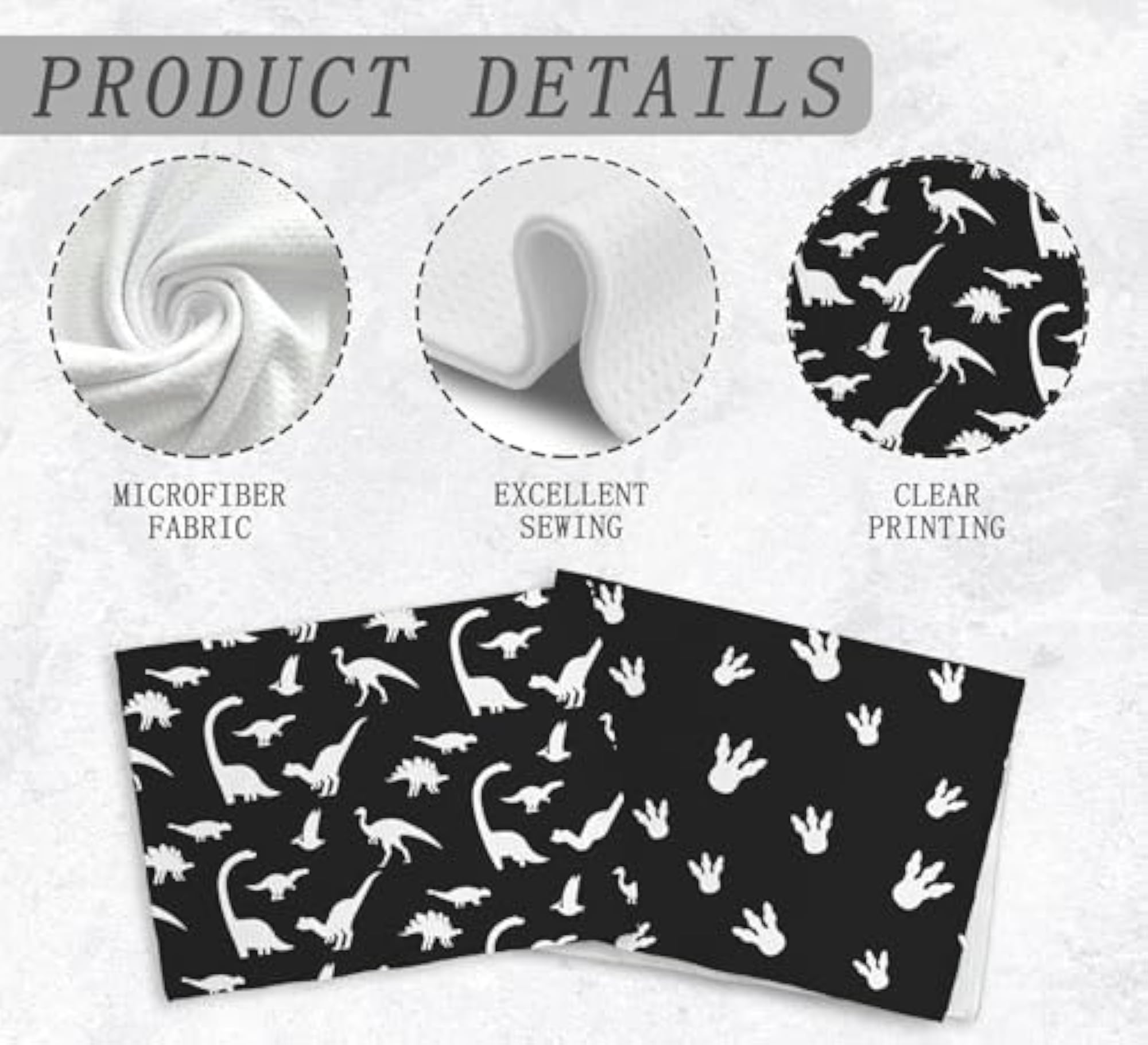 Black and White Dinosaur Kitchen Towels Set of 2