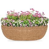 GreatBuddy 2 Pcs Coco Liners for Planters 24 Inch, Sturdy Rectangular Hanging Basket Liners, Perfect