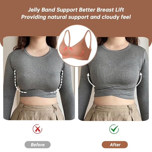 Image of OEAK Womens Wireless Jelly Bras Comfortable Push Up Bra No Underwire Gel Bra Full Support Lift Everyday Seamless Tshirt Bras