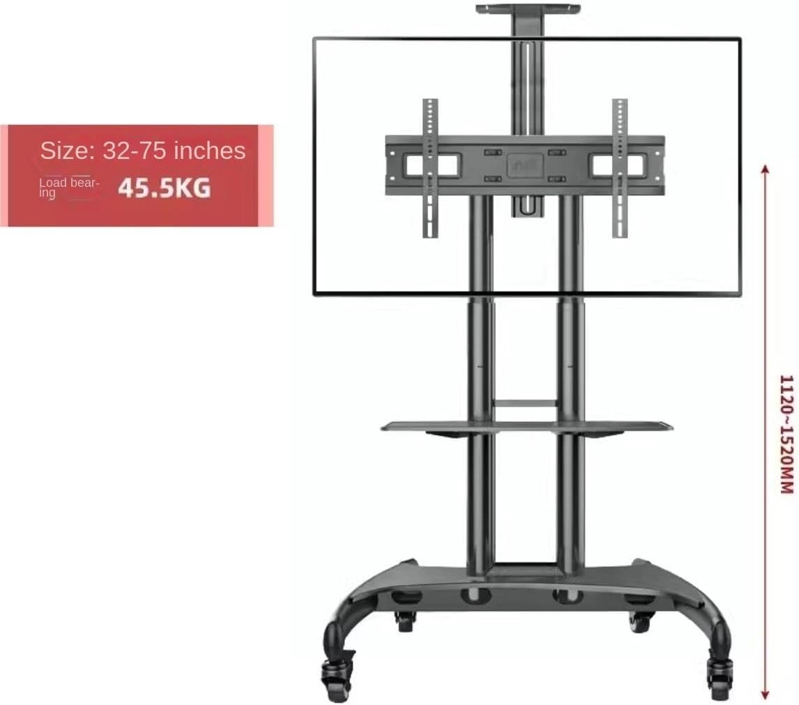 Universal TV Stand TV Stand TV Bracket Rolling TV Cart for 32-75 Inch Screens Holds Up to 100 Lbs, Height Adjustable Mobile TV Stand with Lockable Wheels TV Mount (