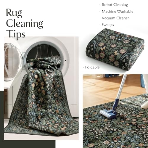 Tapete MUJOO 3x5 Floral Lavable Antideslizante Interior miniatura 5