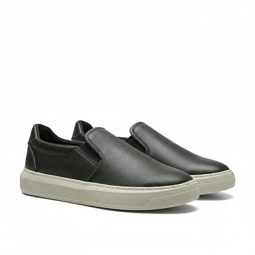 Sapatenis Casual Masculino Polo London Club, Tênis Slip On Iate sem Cadarço Cano Baixo Couro Confort Premium