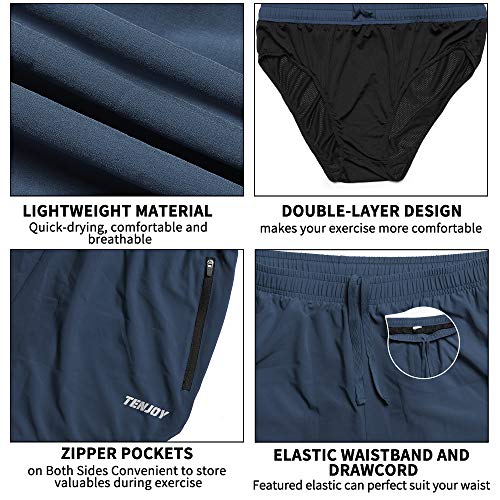 Image of Men's Running Shorts Gym Athletic Workout Shorts for Men 3 inch Sports Shorts with Zipper Pocket