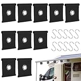 10er Pack Kederleisten Haken, Kederführungshaken, Kederhaken, Kederleistenhaken für Kederband, Markisenkeder, Wohnwagen Zubehör Kederschiene 3m Markisenöse (Schwarz)
