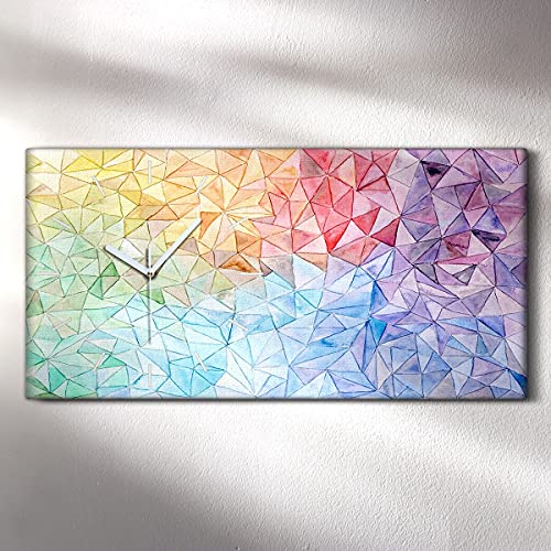 Horloge sur Toile Triangles Abstrait géométriques Salon Chambre 60x30cm - 3