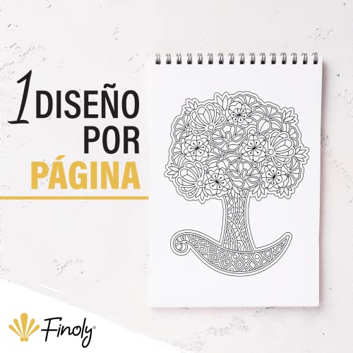 Finoly Mandala Colouring Books for Adults Reduces Stress, Day fantasy of nature, A4 - Image 2