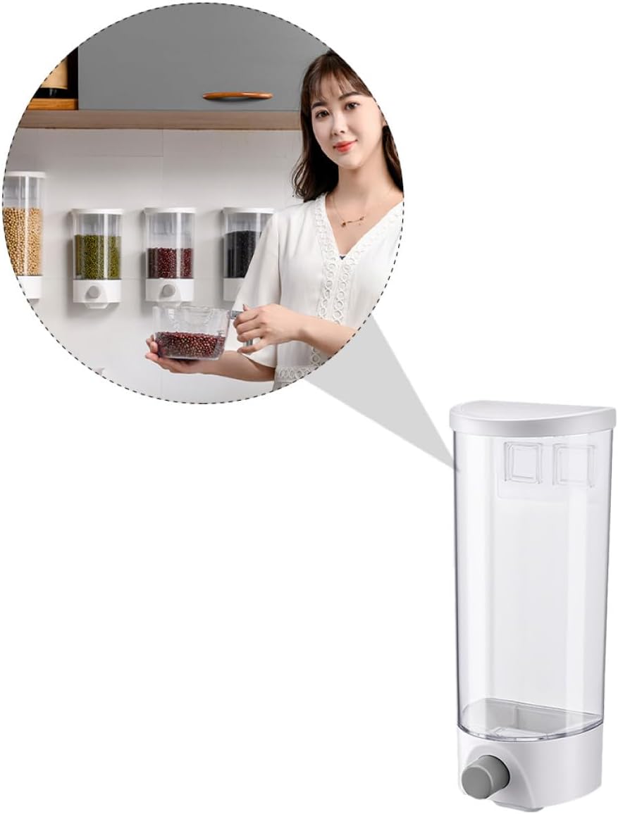Wall Mounted 1.5l Coarse Cereal Storage Container Press Seal Jar Food Organizer for Kitchen Pantry
