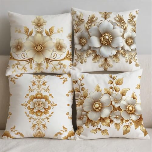 Housse de coussin 80x80cm rose lot de 4 carré pour canapé extérieur