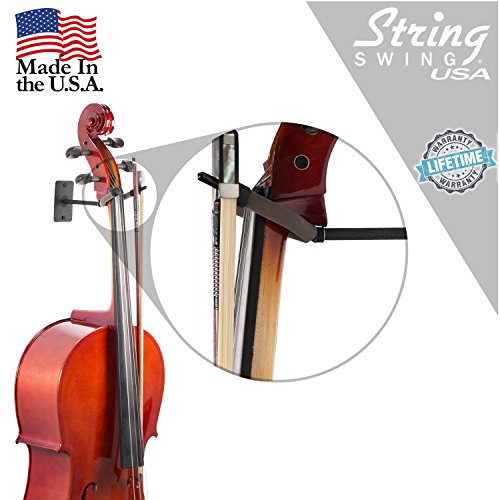 String Swing Bcc03F4-Fw-C Cello Hanger Wall Mount With Bow Holder Peg  Electric And Acoustic #TOP3
