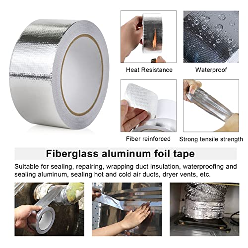 Image of BOMEI PACK 1 Roll Aluminum Foil Heat Shield Cool Tape 2 Inch x 66 ft Heat Reflective Thermal Barrier Reflective Tape for Hose and Auto Use