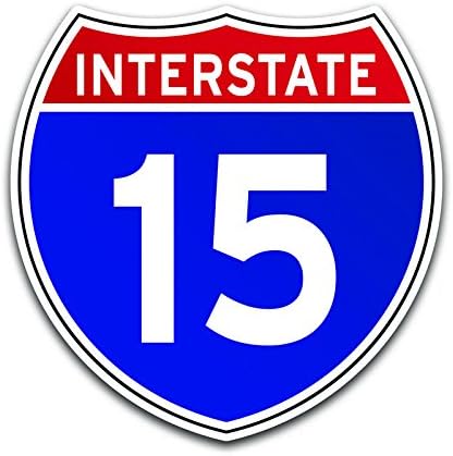 Interstate 15 Sign Decal Sticker 2-Pack | 4-Inches by 4-Inches | Premium Quality Vinyl Sticker | UV Protective Laminate | PD1048