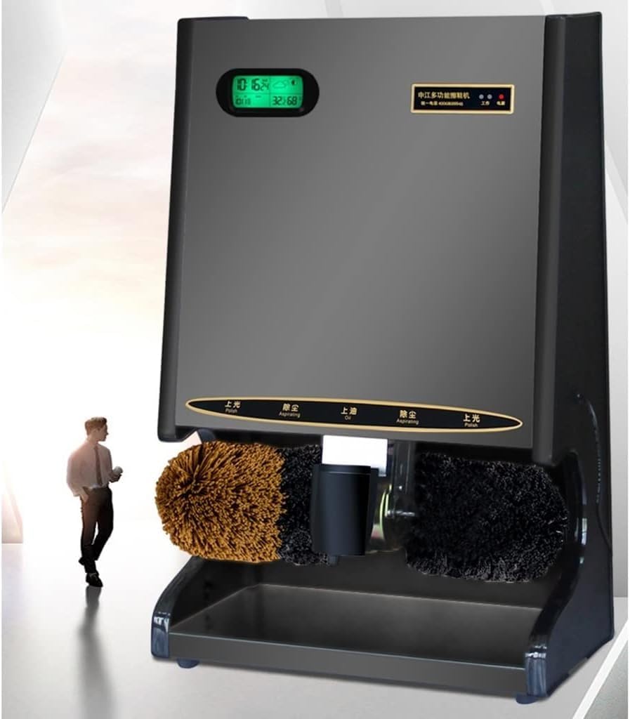 Perpetual Calendar Dual Start Shoe Polisher Vertical Automatic Electric Shoe Shine Machine, 128W Alr Motor Shoe Care Kit, for Hotel Lobby Electric Shoe Polisher Clean