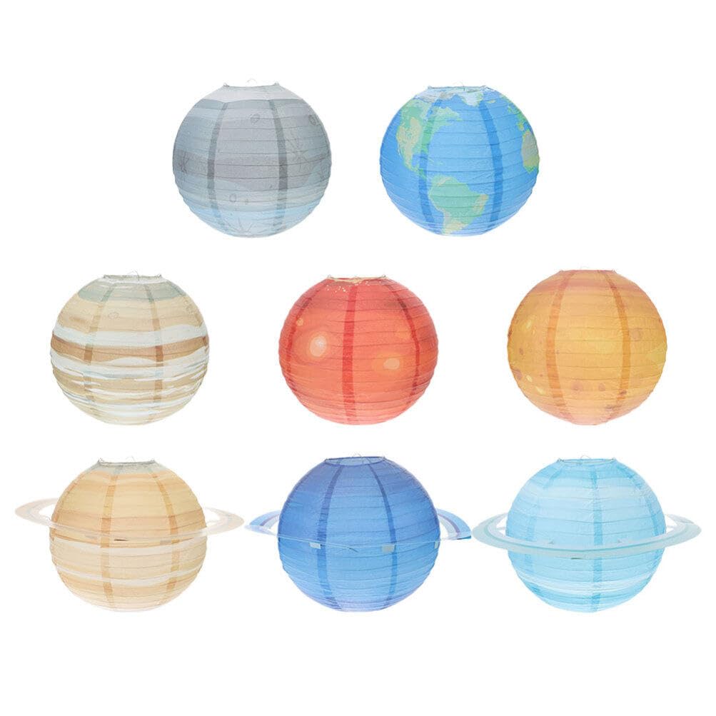 HOLIDYOYO Planet, 8pcs 10 Inch Outer Space Party Decorations Solar System Planets Lantern for Kids Space Theme Party Birthday Room Decorations