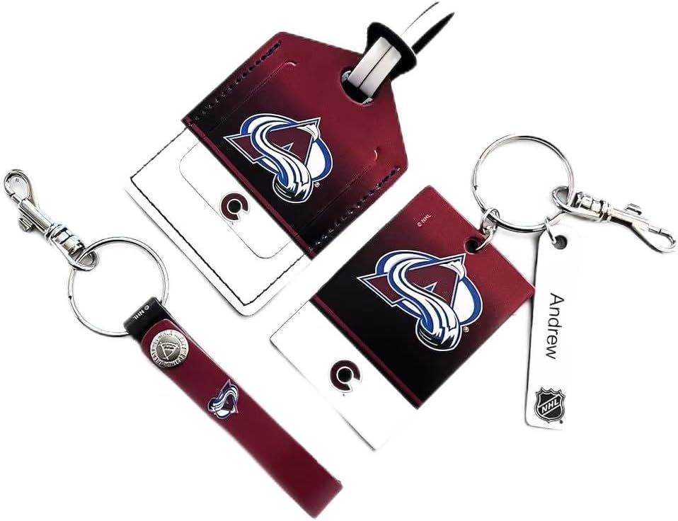 COLORADO AVALANCHE PERSONALIZED Licensed NHL Three Piece Leather Gift Pack with Tag