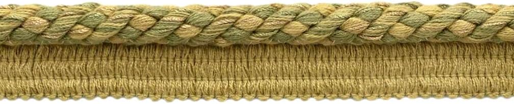 DÉCOPRO Package of 18 Yards/Elaborate 3/8 inch Artichoke Green, Medium Gold Veranda Collection Trim Cord with Sewing Lip/Style# 0038V / Color: Olive Grove - VNT15 (54 Ft / 16.5 M)