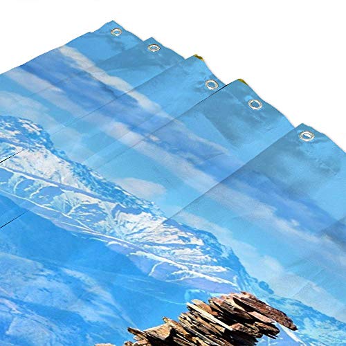 Rideau de douche lavable en machine polyester bleu ciel Chehongg - 4