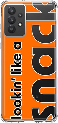 Mundaze - Case for Samsung Galaxy A32 Slim Hybrid Shockproof Hard Shell Soft TPU Heavy Duty Protective Phone Cover - Orange Clear Funny Text Quote
