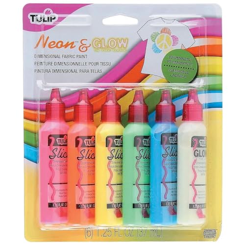 TulipNeon & Glow-in-the-Dark Assorted Colors Dimensional Fabric Paint - Set of 6 - Basic Supplies - 6 Pieces