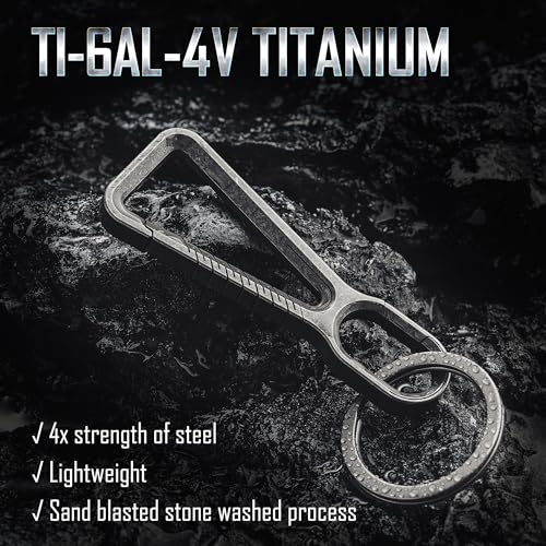 Image of KeyUnity KM01 Titanium EDC Keychain Clip with Bottle Opener, Quick Release Carabiner Key Ring Holder for Men
