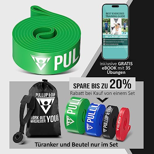 Fitnessbänder Widerstandsbänder mit Tasche und gratis Übungsanleitung - Klimmzugband Widerstandsband Resistance Band – Fitnessband Klimmzughilfe im 4er-Set (EXTRA Light + Light + MEDIUM + Strong)
