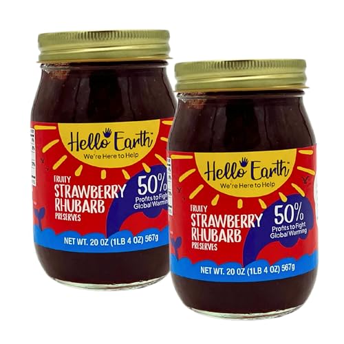 Hello Earth Strawberry Rhubarb Jelly, 20 oz (Pack of 2) – All Natural, Gluten Free, Made in USA, Easily Spreadable
