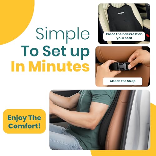 Image of Memory Foam Car Seat Back Support, Orthopedic Lumbar Back Rest for Back Pain Relief, Back Support Pillow for Office ChairCarBack Support Pillow,-Seat Cushion