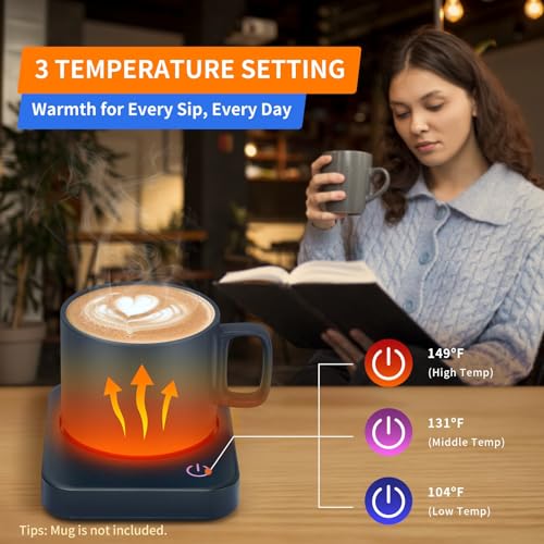 image for VOBAGA Coffee Mug Warmer for Desk with Auto Shut Off & 3-Temp Settings