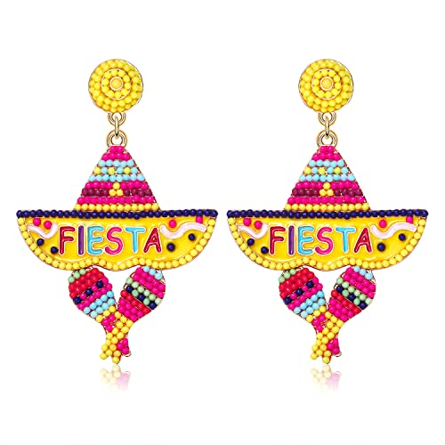 HZEYN Cinco de Mayo - Pendientes colgantes de piñata con cuentas, para fiestas y fiestas, Cuentas, no saber