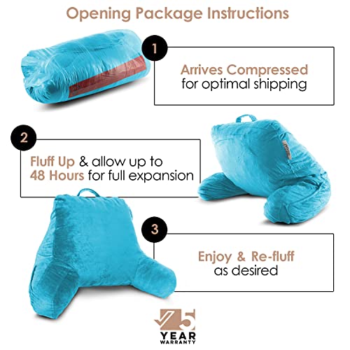 Image of Nestl Reading Pillow with Shredded Memory Foam, Designed for Sitting Up in Bed and Couch, Back and Arms Adjustable Support for Adult & Teens Backrest Pillows for Reading, Washable Cover, Bright Blue