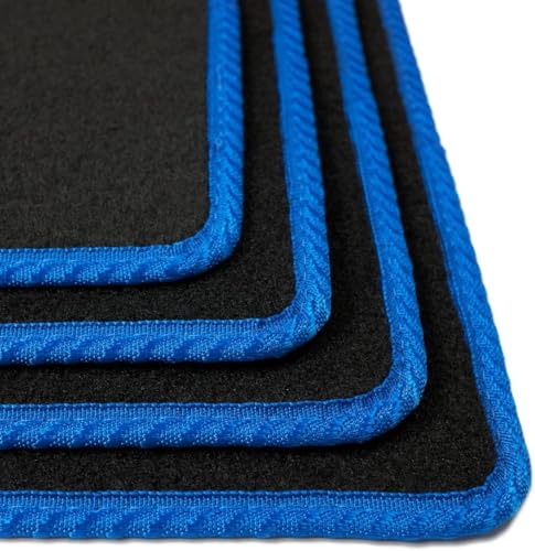 DB Bespoke - Tailored Car Mats - Compatible with Volvo C30 (Manual) 2007-2013 - Black Carpet - Non-Slip Carpet Mat - 4 Piece Floor Mats with 8 Clips - Blue Trim - Image 3